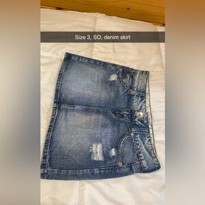 SO Women's Distressed Blue Denim Mini Skirt